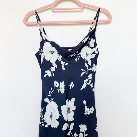 Altar’d State Mallory‎ Floral Cowl Neck Slip Dress Navy Size XS Coquette Cottage - Picture 2 of 7